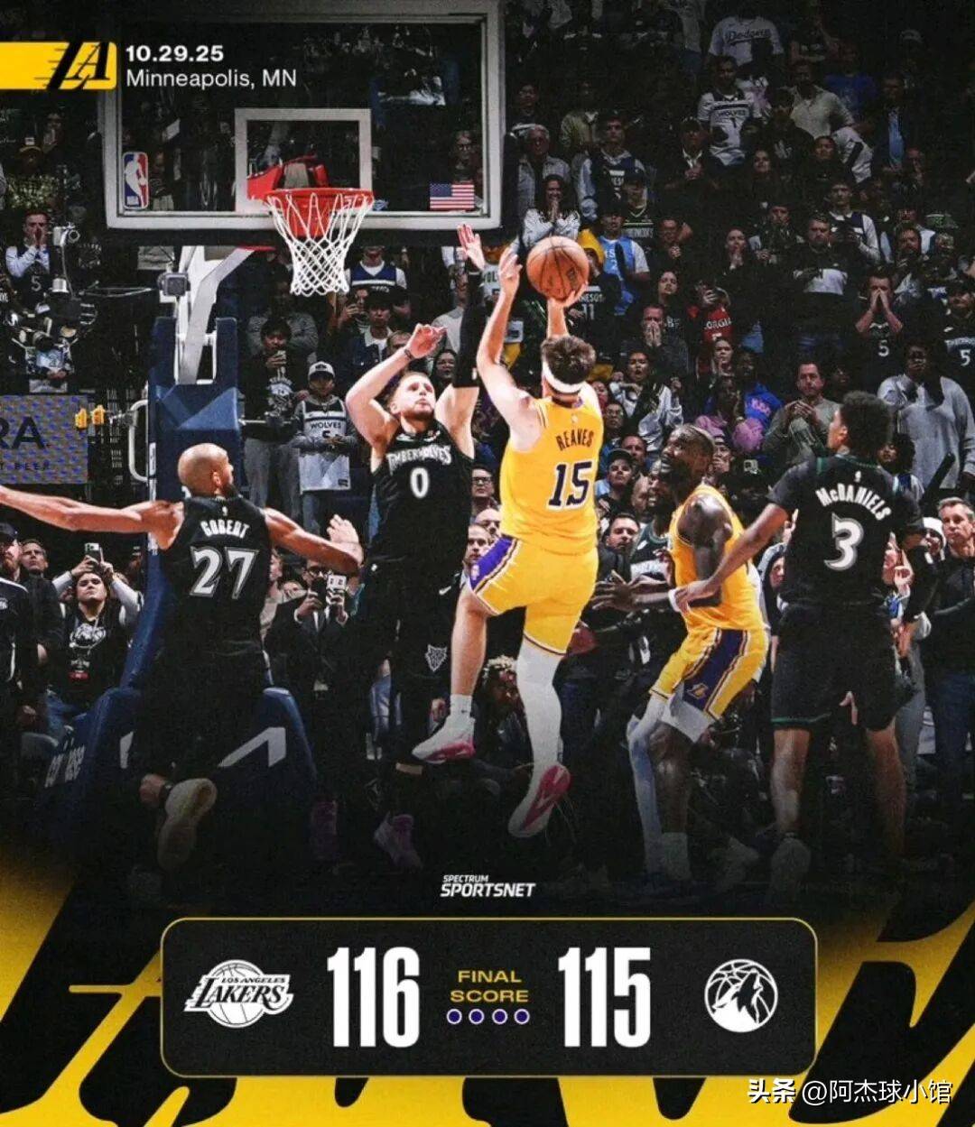 比(bǐ)肩科比(bǐ)!里夫斯压哨绝杀!厲(lì)害!