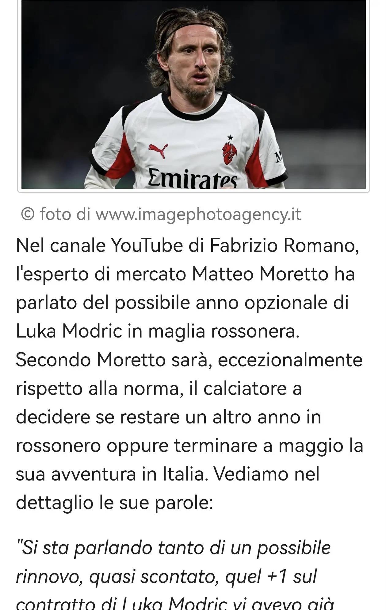 意甲媒体透露:米兰与莫德里奇續(xù)约的(de)决定(dìng)权在莫德里奇,目(mù)前(qián)沙特卡塔尔那边對(duì)他都有興(xìng)趣